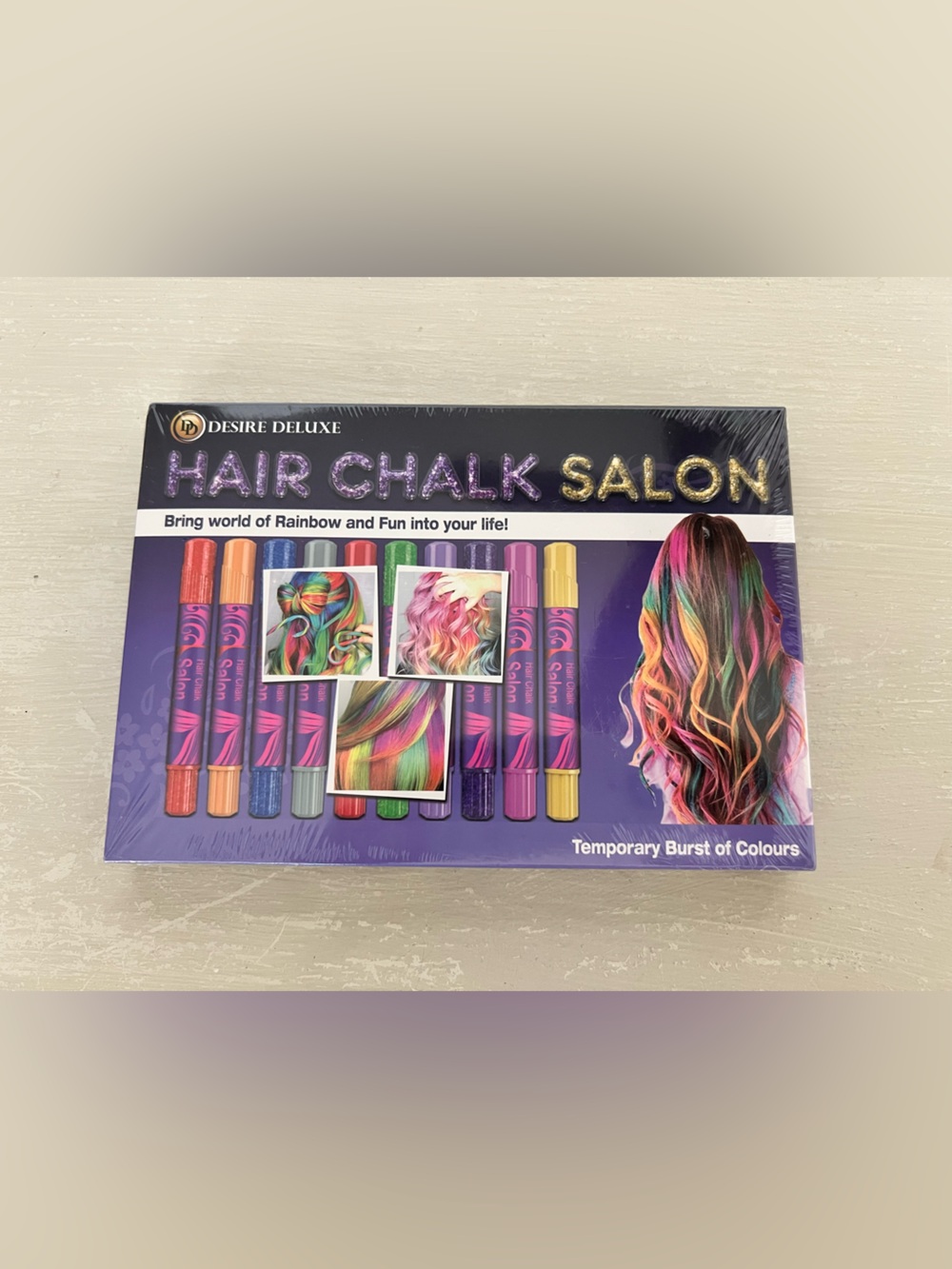NIB Hair Chalk Salon - Temporary Multi-Color Hair Chalk Set (Rainbow)